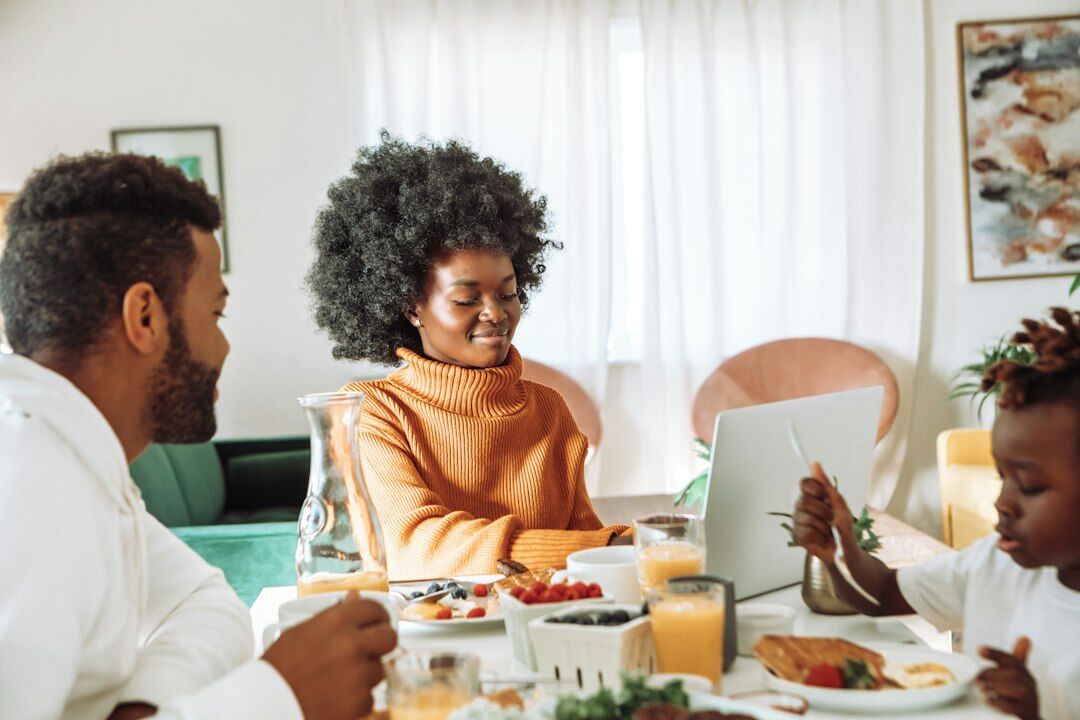 family discussing financial plans